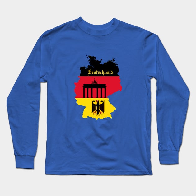 Germany flag & map Long Sleeve T-Shirt by Travellers